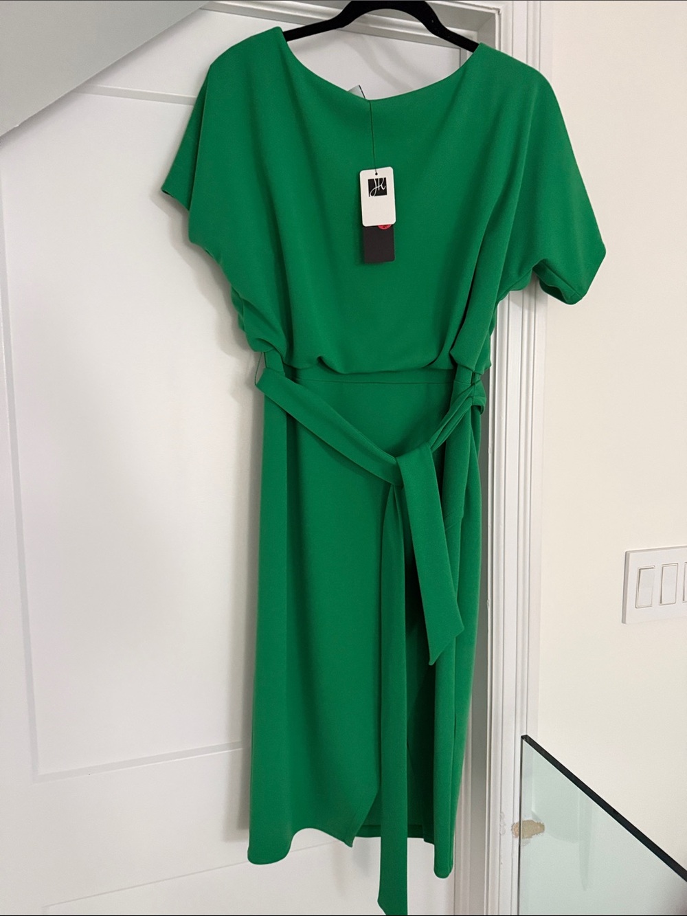 Joseph Ribkoff Emerald Green Belted Midi Dress